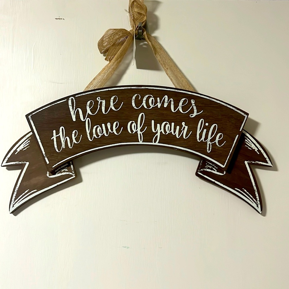 NWT His & Hers wooden Ring Bearer wedding sign, brand new.